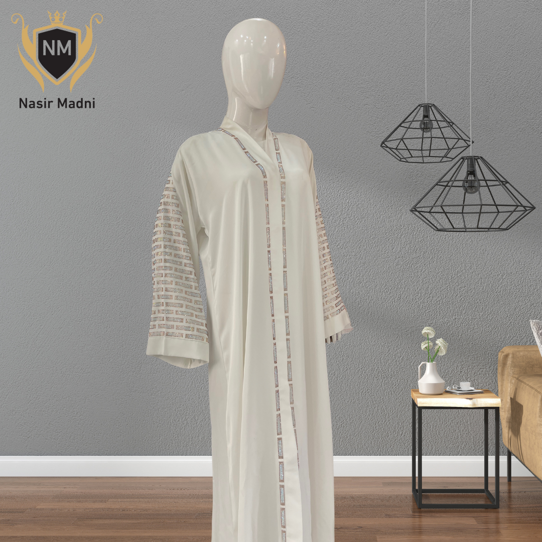 Premium White Abaya With Scarf