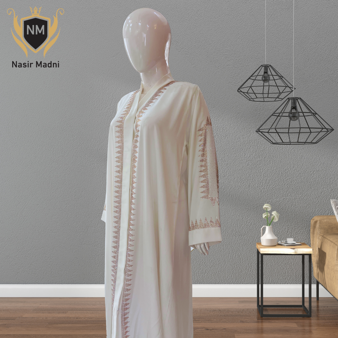 Arabic Style Premium White Abaya With Scarf