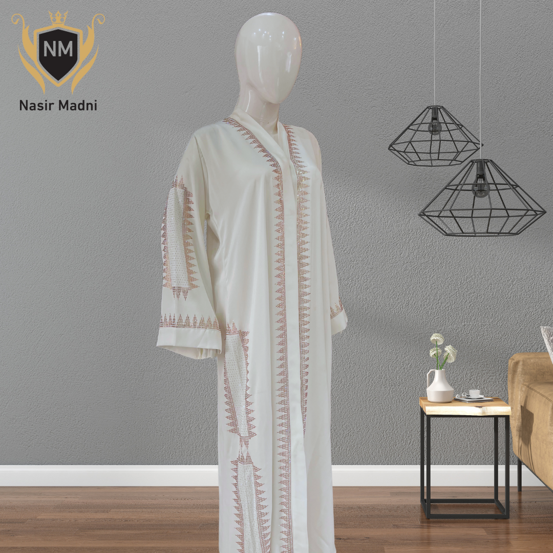 Arabic Style Premium White Abaya With Scarf