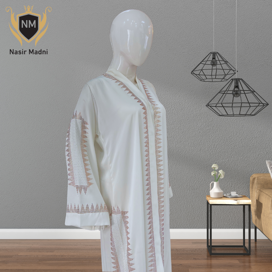 Arabic Style Premium White Abaya With Scarf