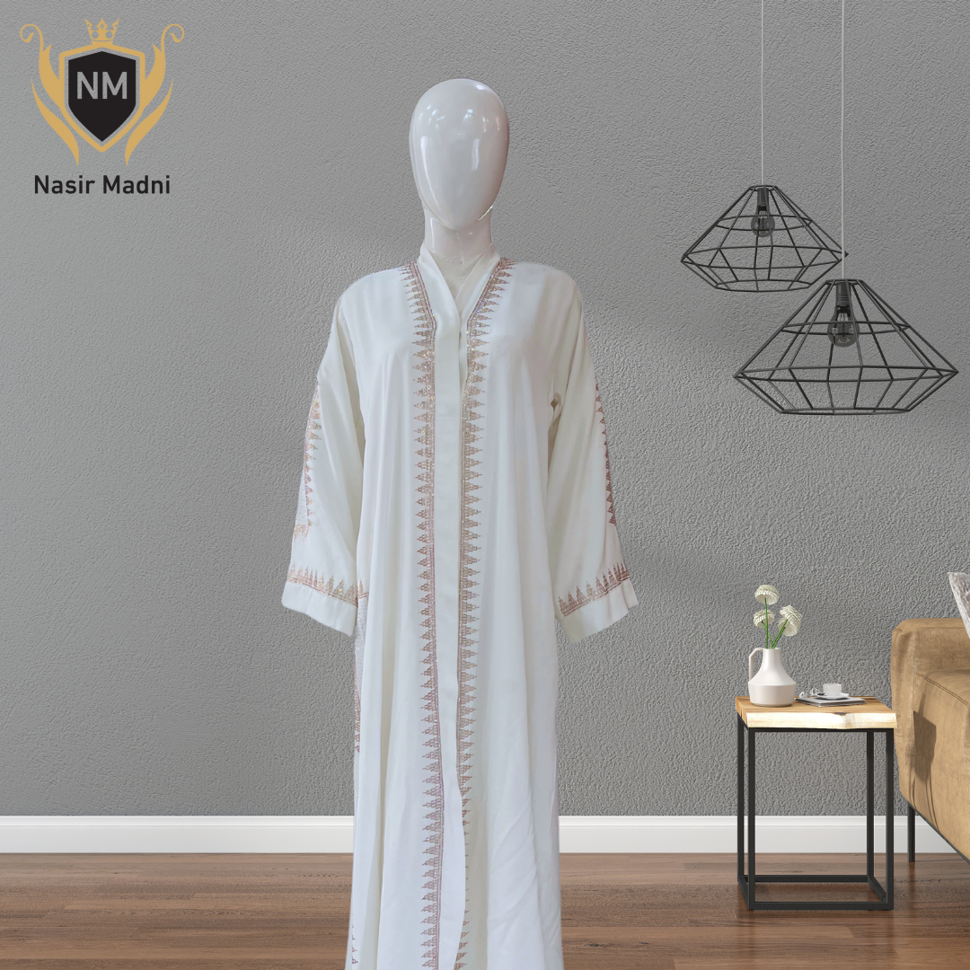 Arabic Style Premium White Abaya With Scarf