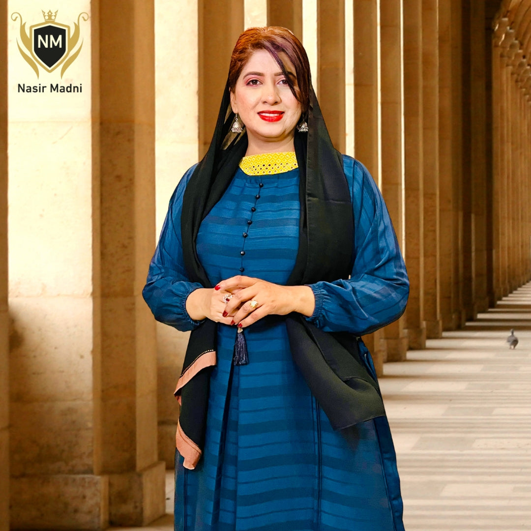 Dark Blue Lining Shade Abaya