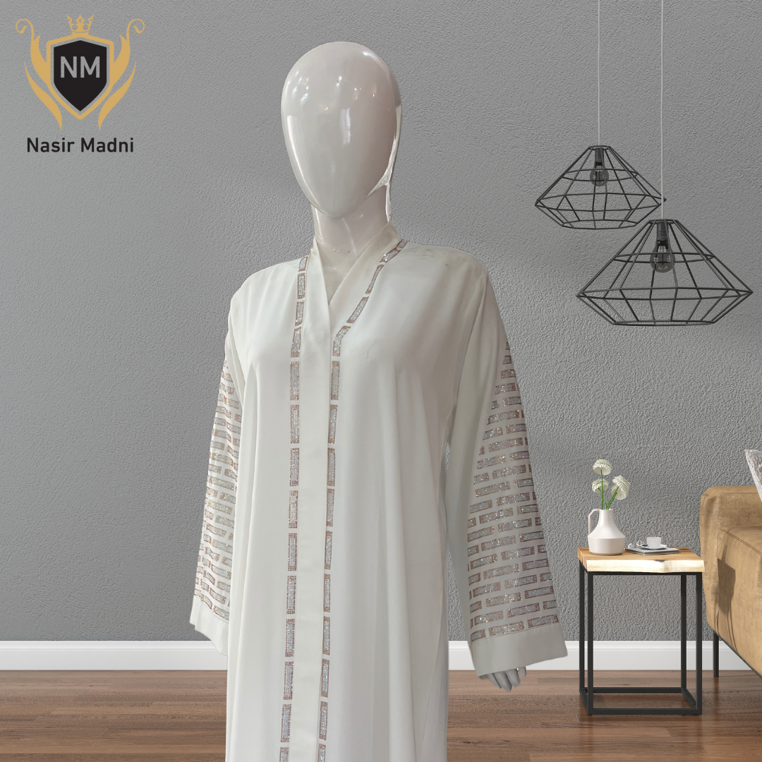 Premium White Abaya With Scarf