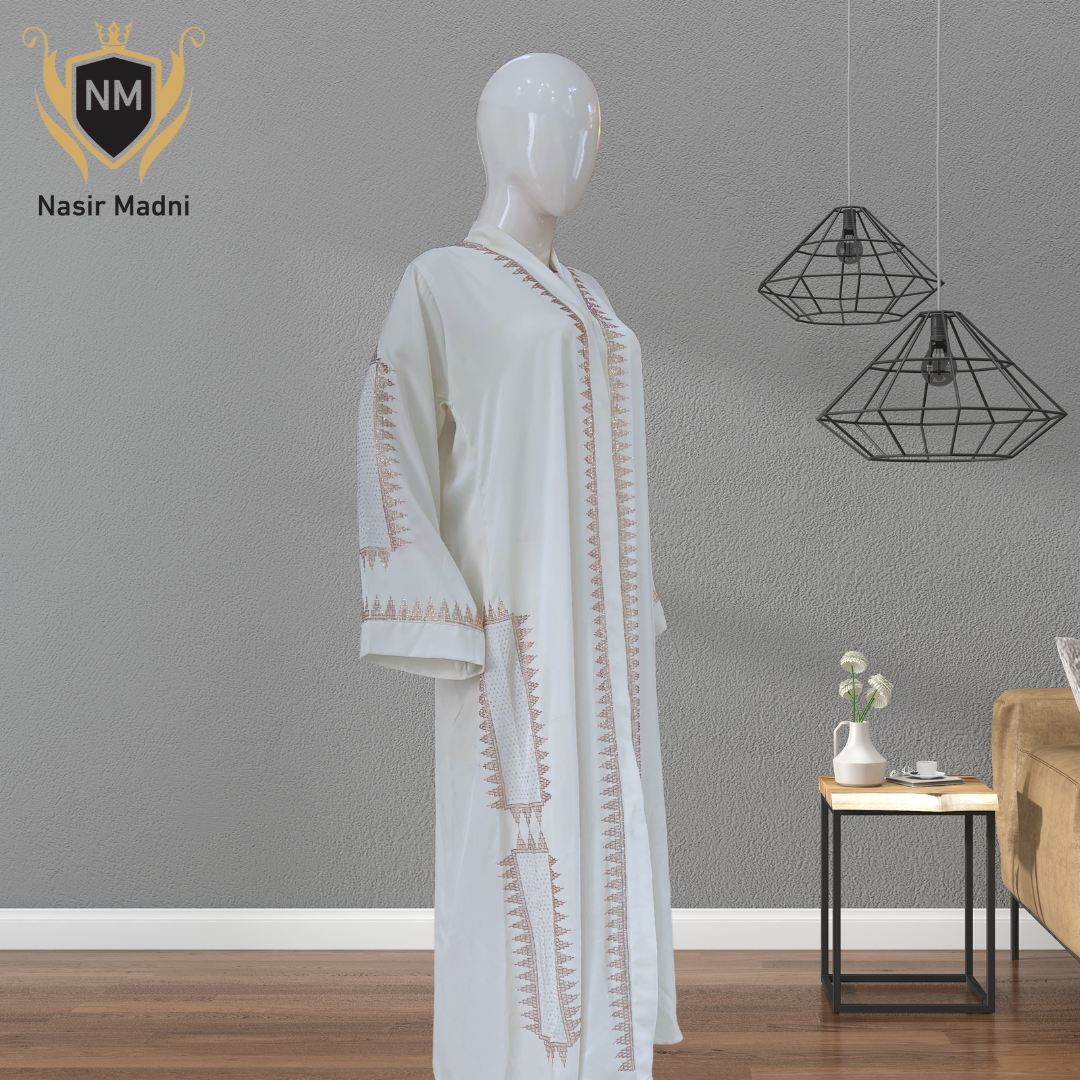 Arabic Style Premium White Abaya With Scarf