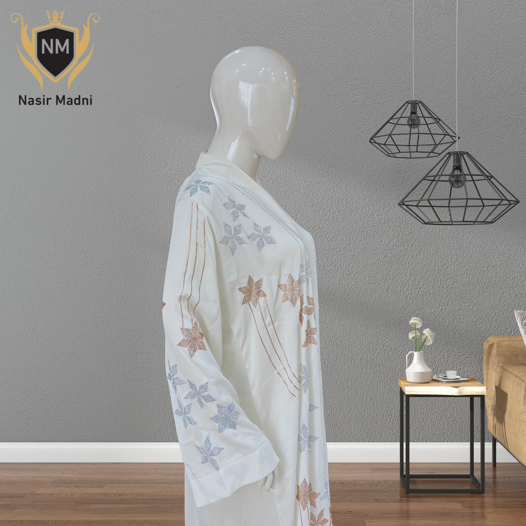 Premium White Abaya With Scarf