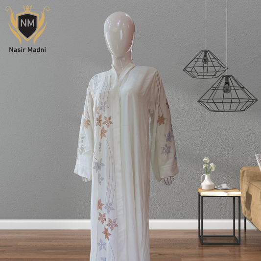 Premium White Abaya With Scarf