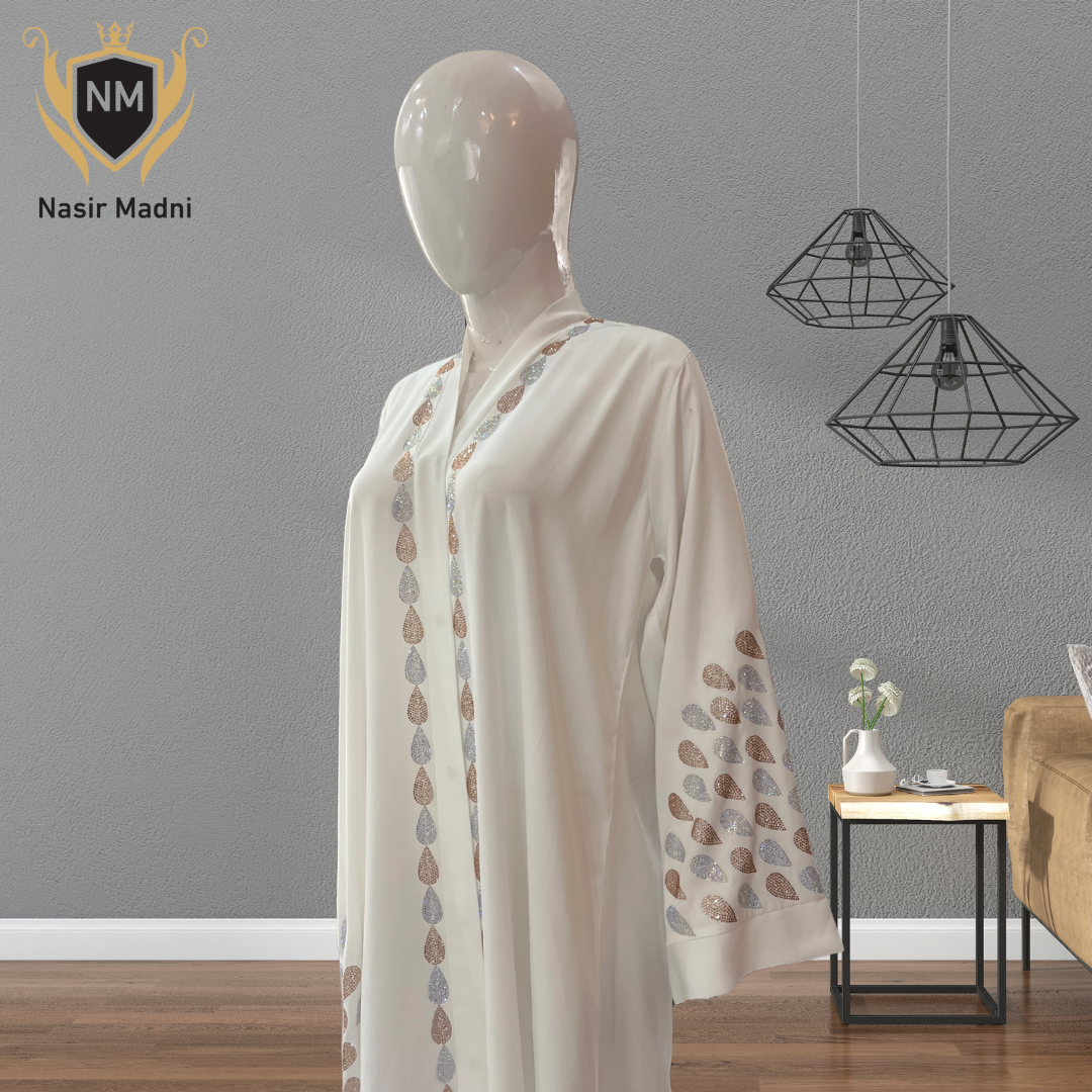 Premium White Abaya With Scarf