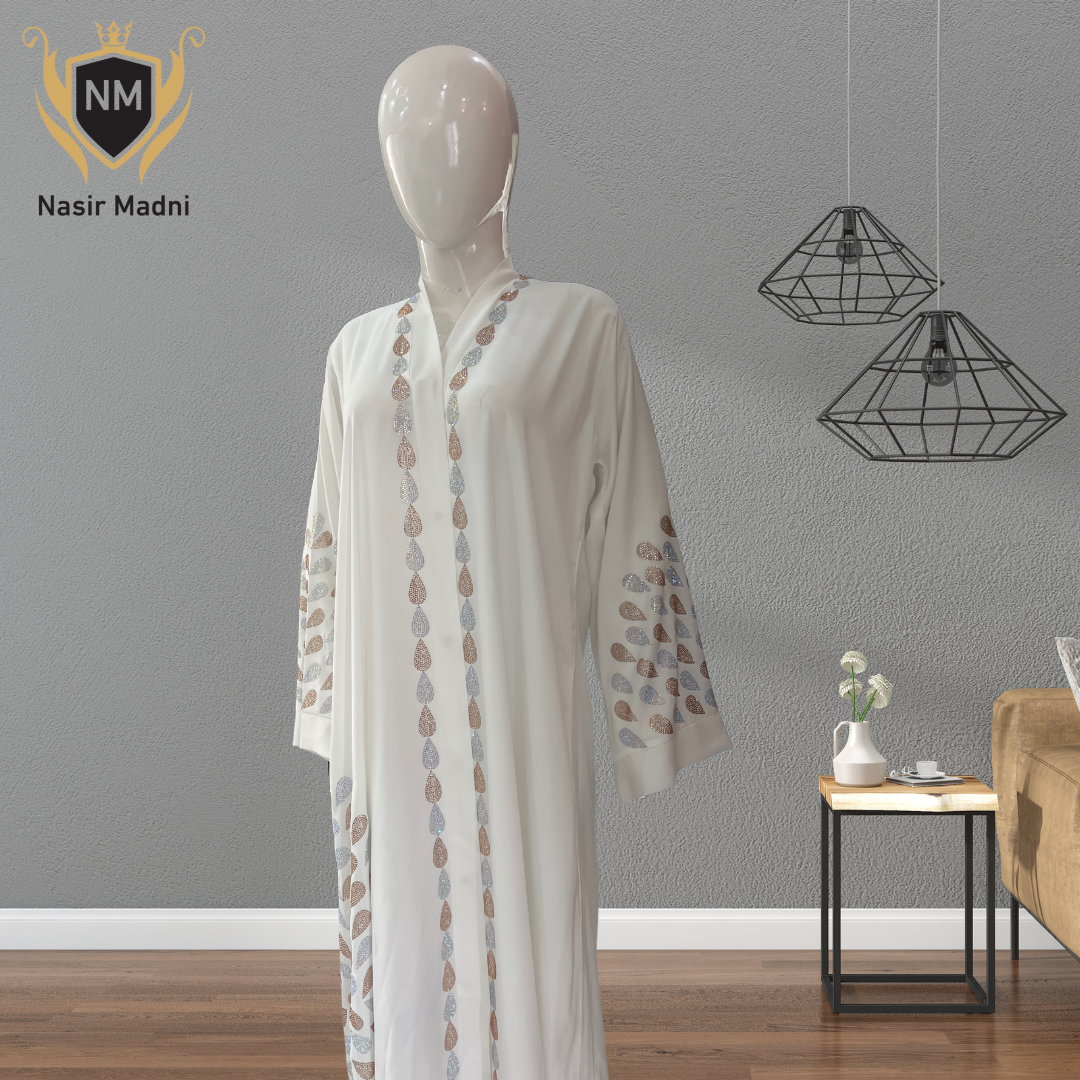 Premium White Abaya With Scarf