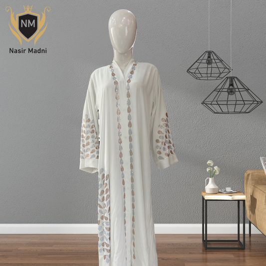 Premium White Abaya With Scarf